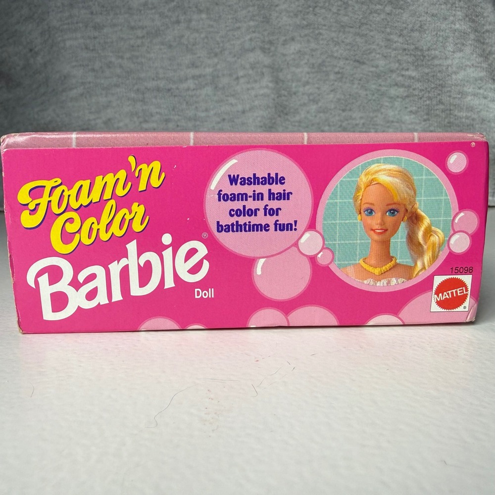 NEW Vintage 1995 Mattel Foam n Color Barbie Doll 15098 Yellow Hair Color NIB - Picture 8 of 9